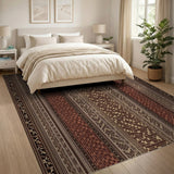 Brown Tan Vertical Striped Southwestern Area Rug