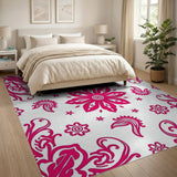 Hot Pink Paisley Floral Persian Rug