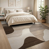 Wavy Abstract Beige Neutral Area Rug