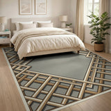 Modern Grey Lattice Geometric Area Rug