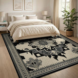 Black Beige Southwestern Tribal Rug