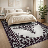 Black and White Ornate Medallion Ornate Black White Persian Medallion Rug