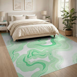 Mint Green Swirl Star Abstract Area Rug
