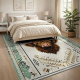 Brown and Tan Highland Cow Heritage Tribal Area Rug