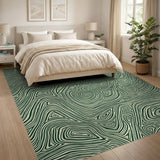 Green Wavy Geometric Area Rug