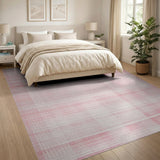 Faded Pink Plaid Area Rug