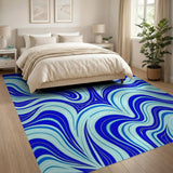 Fluid Blue Waves Abstract Abstract Area Area Rug