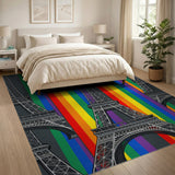 Multi-color and Patterns Rainbow Eiffel Tower Area Rug