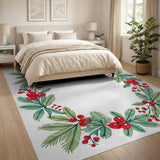 Festive Holly Berry Wreath Area Rug