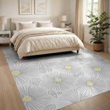 Dainty Grey Daisy Sketch Area Rug