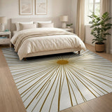 Gold and Silver Gold Sunburst Geometric Area Rug