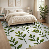 Green Leaves Foliage Pattern Area Rug