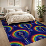 Rainbow Vintage Microphone Area Rug