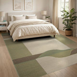 Sage Green Geometric Wave Area Rug