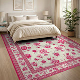 Pink Peony Floral Vintage Floral Vintage Area Rug