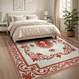 Ornate Red Skull Medallion Area Rug