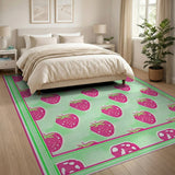 Whimsical Pink Strawberry Pattern Area Rug