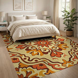 Intricate Orange Persian Medallion Area Rug