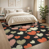 Distressed Multi-Color Hearts Area Rug