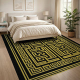 Gold Greek Key Labyrinth Area Rug