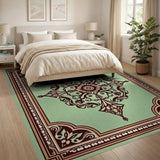 Ornate Mint Green Persian Medallion Area Rug