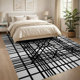 Geometric Modern Black White Geometric Crosshatch Area Rug