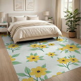 Sunny Yellow Floral Pattern Area Rug