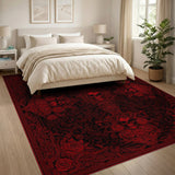 Red Skull Rose Vintage Area Rug