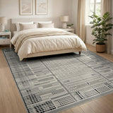 Modern Grid Dot Black White Area Rug