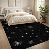 Abstract Area Black and White Starry Night Black White Area Rug