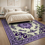 Traditional Persian Purple Ornate Persian Medallion Rug