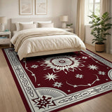 Ornate Red Mandala Persian Traditional Persian Area Rug