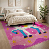 Pink Magical Unicorn Rainbow Pink Kids Rug
