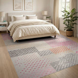 Vibrant Pink Orange Geometric Patchwork Rug