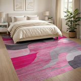 Abstract Pink Wavy Geometric Area Rug