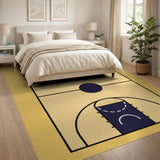 Geometric Modern Beige and Neutral Basketball Court Geometric Area Rug