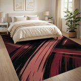 Bold Red Brush Stroke Abstract Area Rug
