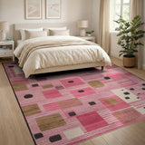 Geometric Modern Vibrant Pink Geometric Abstract Area Rug