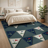Navy Golf Pennant Bunting Area Rug