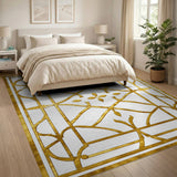 Gold Ornate Floral Area Rug