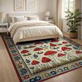 Whimsical Red Mushroom Toadstool Area Rug