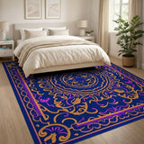 Multi-color and Patterns Ornate Navy Persian Medallion Area Rug
