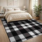 Black and White Bold Black White Plaid Check Area Rug