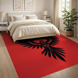 Bold Black Phoenix Silhouette Red Area Rug