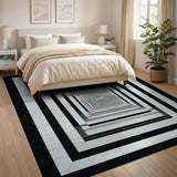 Black White Infinite Grid Optical Rug