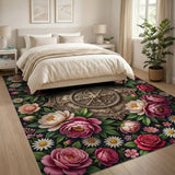 Ornate Pink Peony Medallion Floral Rug