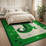 Playful Green Crocodile Kids Cartoon Rug