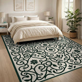 Elegant Black Floral Vine Area Rug