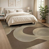 Abstract Tan Swirl Woven Area Rug
