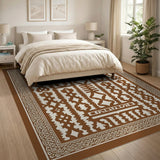 Brown and Tan Heritage Tribal Brown Tan Heritage Tribal Geometric Rug